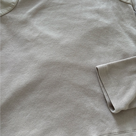 Anthropologie Maeve Faux Leather-Inset Pullover‎ Stone Color size M - Picture 4 of 10